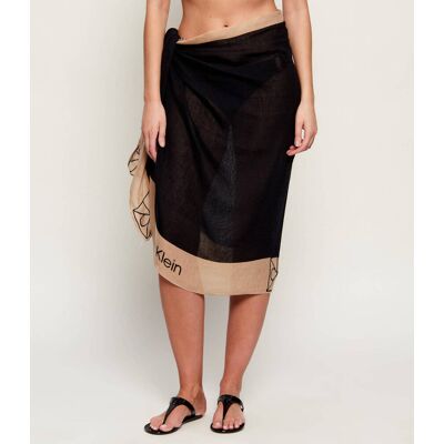 Calvin Klein Lniane pareo czarny OS Calvin Klein Lniane pareo czarny OS