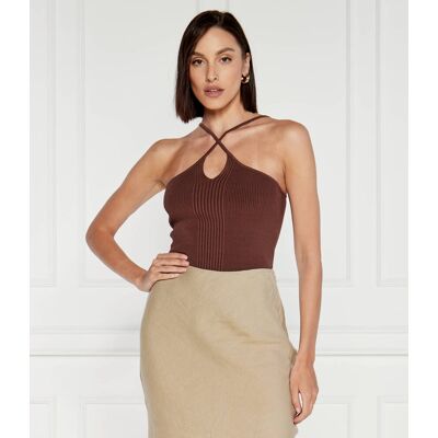 Samsøe Samsøe Top Sanina Slim Fit brązowy L Samsøe Samsøe Top Sanina Slim Fit brązowy L
