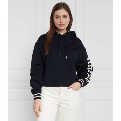 Tommy Hilfiger Bluza REG MONOTYPE SLV CROP HOODIE Relaxed fit granatowy XL Tommy Hilfiger Bluza REG MONOTYPE SLV CROP HOODIE Relaxed fit granatowy XL