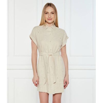 Desigual Sukienka AVINYON z dodatkiem lnu beżowy L Desigual Sukienka AVINYON z dodatkiem lnu beżowy L