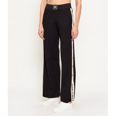 Elisabetta Franchi Spodnie dzianinowe Regular Fit czarny 44 Elisabetta Franchi Spodnie dzianinowe Regular Fit czarny 44