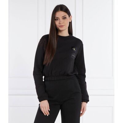 Calvin Klein Jeans Bluza SATIN BOXES Cropped Fit czarny M Calvin Klein Jeans Bluza SATIN BOXES Cropped Fit czarny M
