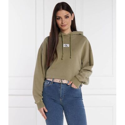 Calvin Klein Jeans Bluza WOVEN LABEL Cropped Fit khaki L Calvin Klein Jeans Bluza WOVEN LABEL Cropped Fit khaki L