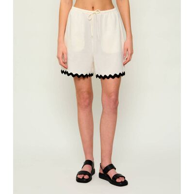 HUGO Szorty Haslala-1 Relaxed fit z dodatkiem lnu ecru 38 HUGO Szorty Haslala-1 Relaxed fit z dodatkiem lnu ecru 38