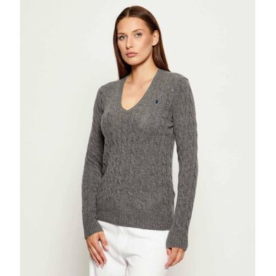 Polo Ralph Lauren Wełniany sweter KIMBERLY Slim Fit z dodatkiem kaszmiru szary L Polo Ralph Lauren Wełniany sweter KIMBERLY Slim Fit z dodatkiem kaszmiru szary L