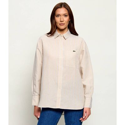 Lacoste Lniana koszula Oversize fit beżowy 36 Lacoste Lniana koszula Oversize fit beżowy 36