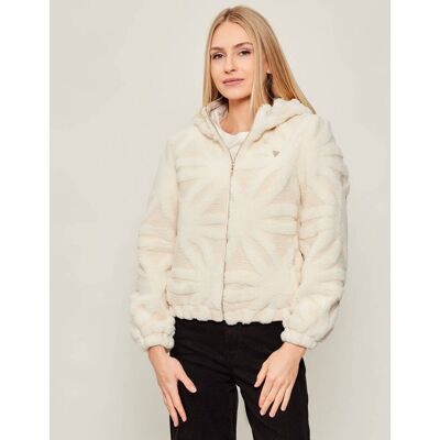 Guess ACTIVE Polarowa kurtka SHERPA Regular Fit ecru XL Guess ACTIVE Polarowa kurtka SHERPA Regular Fit ecru XL