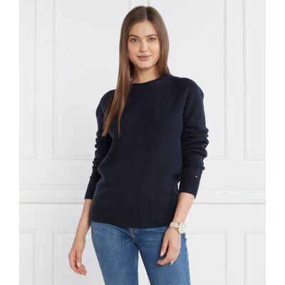 Tommy Hilfiger Wełniany sweter MID GG C-NK Regular Fit granatowy XS Tommy Hilfiger Wełniany sweter MID GG C-NK Regular Fit granatowy XS