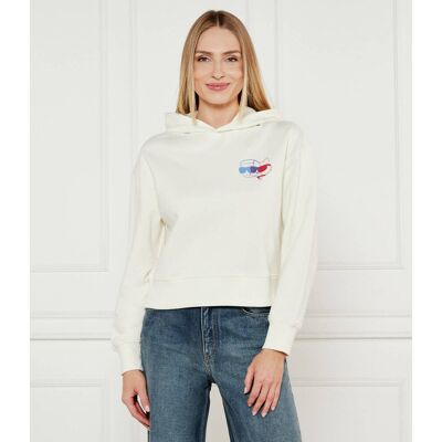 Karl Lagerfeld Bluza IKON Cropped Fit kremowy XS Karl Lagerfeld Bluza IKON Cropped Fit kremowy XS