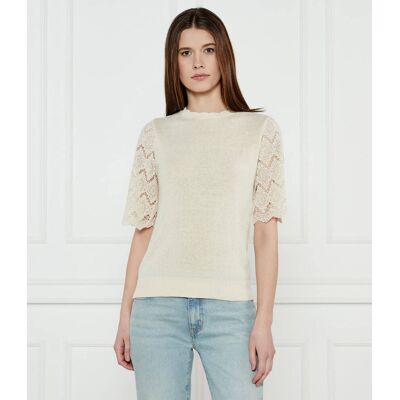 TWINSET Lniany sweter Regular Fit beżowy XL TWINSET Lniany sweter Regular Fit beżowy XL