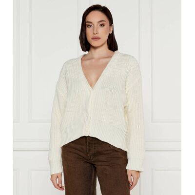 Liu Jo Kardigan Relaxed fit z dodatkiem wełny biały XL Liu Jo Kardigan Relaxed fit z dodatkiem wełny biały XL