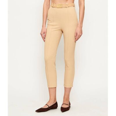 Elisabetta Franchi Spodnie z paskiem Slim Fit beżowy 40 Elisabetta Franchi Spodnie z paskiem Slim Fit beżowy 40