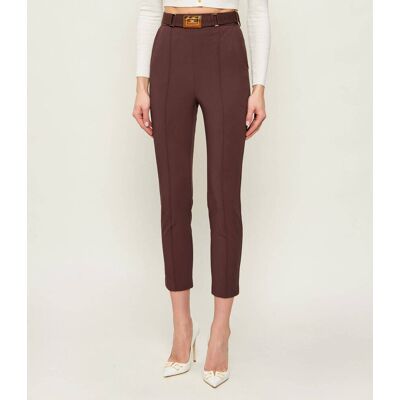 Elisabetta Franchi Spodnie z paskiem Slim Fit brązowy 38 Elisabetta Franchi Spodnie z paskiem Slim Fit brązowy 38