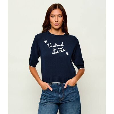 Weekend MaxMara Sweter Wkdfiacre Cropped Fit granatowy L Weekend MaxMara Sweter Wkdfiacre Cropped Fit granatowy L