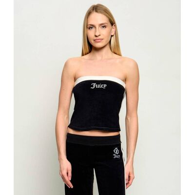Juicy Couture Top APPLIQUE Cropped Fit frotté czarny S Juicy Couture Top APPLIQUE Cropped Fit frotté czarny S