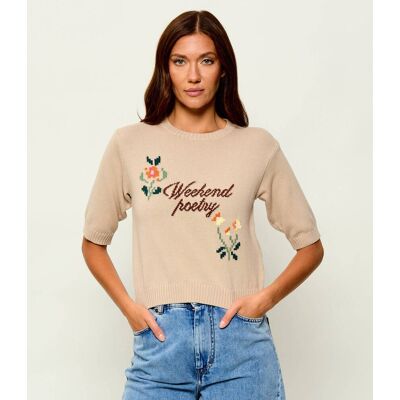 Weekend MaxMara Sweter Wkdfiacre Cropped Fit piaskowy L Weekend MaxMara Sweter Wkdfiacre Cropped Fit piaskowy L
