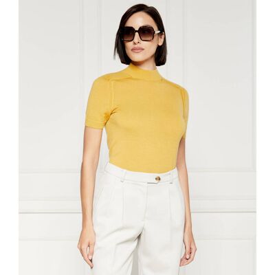 Calvin Klein Wełniany sweter Slim Fit musztardowy XS Calvin Klein Wełniany sweter Slim Fit musztardowy XS
