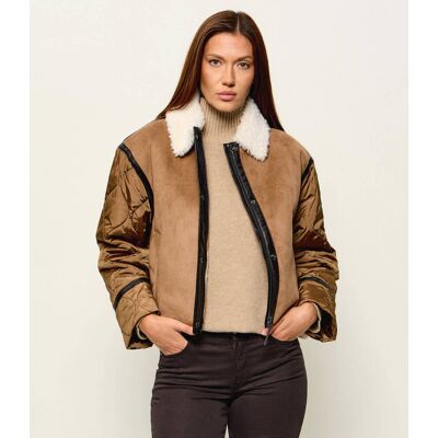 Weekend MaxMara Kurtka Gessati Cropped Fit shearling brązowy 40 Weekend MaxMara Kurtka Gessati Cropped Fit shearling brązowy 40