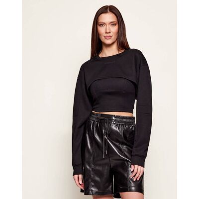 Patrizia Pepe Bluza + top Slim Fit czarny L Patrizia Pepe Bluza + top Slim Fit czarny L