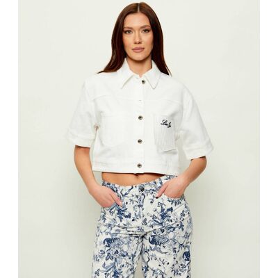 Liu Jo Jeansowa kurtka Cropped Fit biały S Liu Jo Jeansowa kurtka Cropped Fit biały S