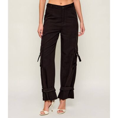 Liu Jo Spodnie cargo Relaxed fit z dodatkiem lnu brązowy 29 Liu Jo Spodnie cargo Relaxed fit z dodatkiem lnu brązowy 29