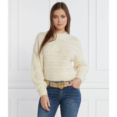 Pinko Wełniany sweter Regular Fit beżowy M Pinko Wełniany sweter Regular Fit beżowy M