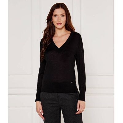 Liu Jo Sweter Regular Fit z dodatkiem kaszmiru czarny XS Liu Jo Sweter Regular Fit z dodatkiem kaszmiru czarny XS