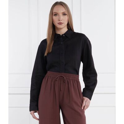 Samsøe Samsøe Lniana koszula salova Loose fit czarny S Samsøe Samsøe Lniana koszula salova Loose fit czarny S