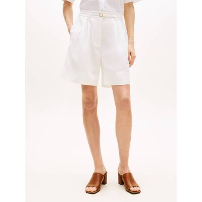 Tommy Hilfiger Szorty Regular Fit z dodatkiem lnu biały 38 Tommy Hilfiger Szorty Regular Fit z dodatkiem lnu biały 38