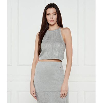 Giorgio Armani Exchange Top Cropped Fit srebrny XS Giorgio Armani Exchange Top Cropped Fit srebrny XS