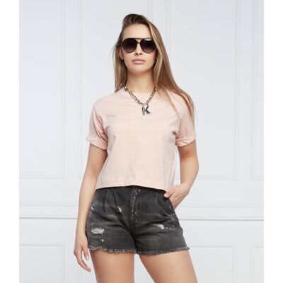 The Kooples T-shirt Cropped Fit pudrowy róż 36 The Kooples T-shirt Cropped Fit pudrowy róż 36