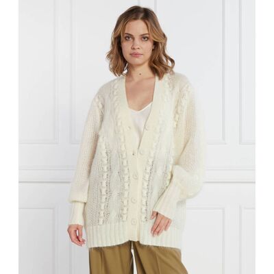 TWINSET Wełniany kardigan Relaxed fit biały L TWINSET Wełniany kardigan Relaxed fit biały L
