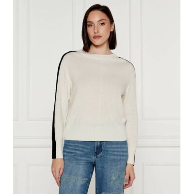 Marc Cain Wełniany sweter Loose fit z dodatkiem kaszmiru ecru 36 Marc Cain Wełniany sweter Loose fit z dodatkiem kaszmiru ecru 36