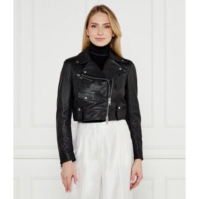 Marc Cain Skórzana kurtka Slim Fit czarny 40 Marc Cain Skórzana kurtka Slim Fit czarny 40