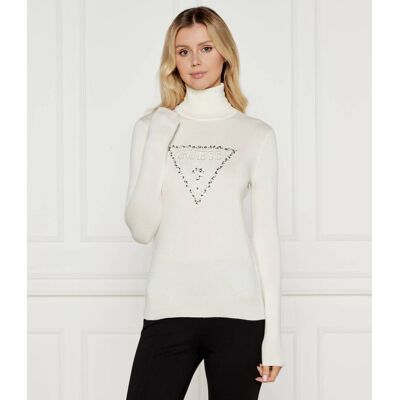 Guess Biały Trójkątny Golfowy Sweter - Sweter Guess Biały Trójkątny Golfowy Sweter - Sweter