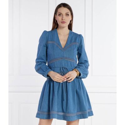 TWINSET Jeansowa sukienka z paskiem niebieski 40 TWINSET Jeansowa sukienka z paskiem niebieski 40