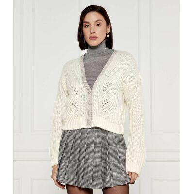 Liu Jo Kardigan Loose fit z dodatkiem wełny ecru S Liu Jo Kardigan Loose fit z dodatkiem wełny ecru S