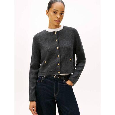 Tommy Hilfiger Wełniany kardigan Regular Fit grafitowy XL Tommy Hilfiger Wełniany kardigan Regular Fit grafitowy XL