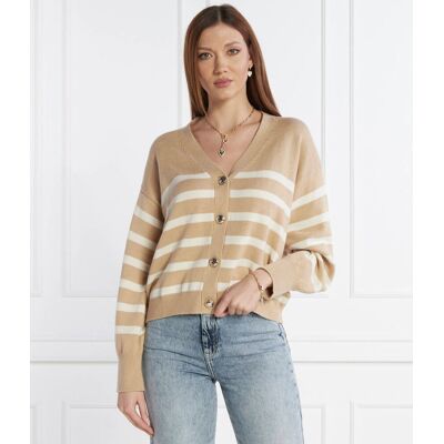 Guess Kardigan Regular Fit z dodatkiem wełny beżowy M Guess Kardigan Regular Fit z dodatkiem wełny beżowy M
