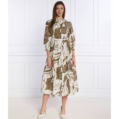 Marella SPORT Sukienka z paskiem NURSERY z dodatkiem jedwabiu khaki 36 Marella SPORT Sukienka z paskiem NURSERY z dodatkiem jedwabiu khaki 36