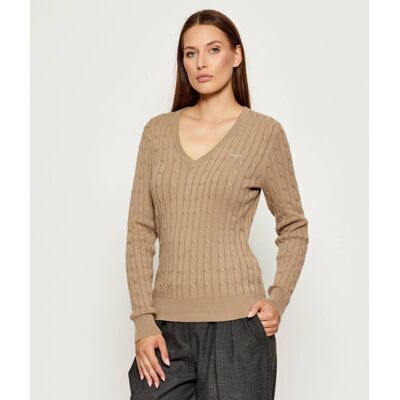 Gant Sweter Slim Fit beżowy S Gant Sweter Slim Fit beżowy S