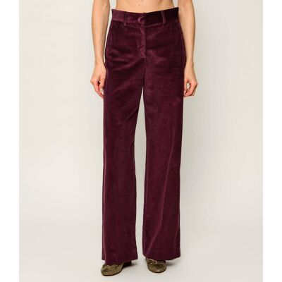 Weekend MaxMara Spodnie Wkdtania Regular Fit sztruks bordowy 38 Weekend MaxMara Spodnie Wkdtania Regular Fit sztruks bordowy 38