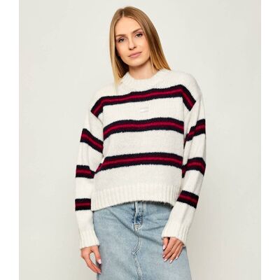 Tommy Jeans Sweter Loose fit z dodatkiem wełny biały XS Tommy Jeans Sweter Loose fit z dodatkiem wełny biały XS