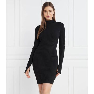 Calvin Klein Sukienka ICONIC RIB KNIT LS czarny XS Calvin Klein Sukienka ICONIC RIB KNIT LS czarny XS