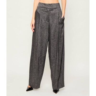 Boss BLACK Spodnie Telda Oversize fit z dodatkiem wełny szary 34 Boss BLACK Spodnie Telda Oversize fit z dodatkiem wełny szary 34