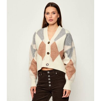 Barbour Wełniany kardigan Silvia Loose fit beżowy 40 Barbour Wełniany kardigan Silvia Loose fit beżowy 40
