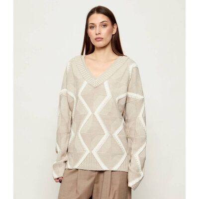 Boss BLACK Wełniany sweter Flarin Relaxed fit beżowy XS Boss BLACK Wełniany sweter Flarin Relaxed fit beżowy XS