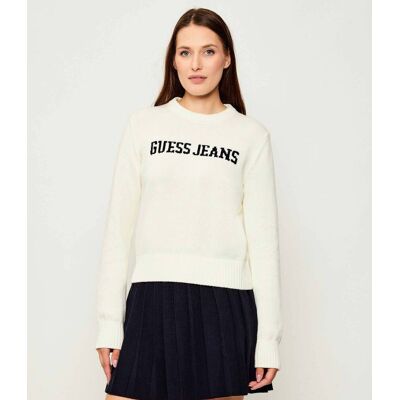 Guess Jeans Sweter Regular Fit biały XL Guess Jeans Sweter Regular Fit biały XL