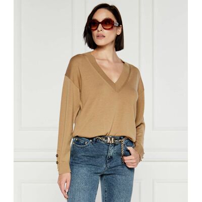 Michael Kors Wełniany sweter Regular Fit beżowy XS Michael Kors Wełniany sweter Regular Fit beżowy XS