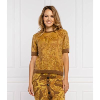 Pinko Sweter SANMARTINO z dodatkiem wełny musztardowy M Pinko Sweter SANMARTINO z dodatkiem wełny musztardowy M